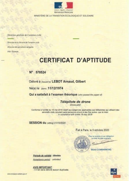Certificat DGAC DSAC